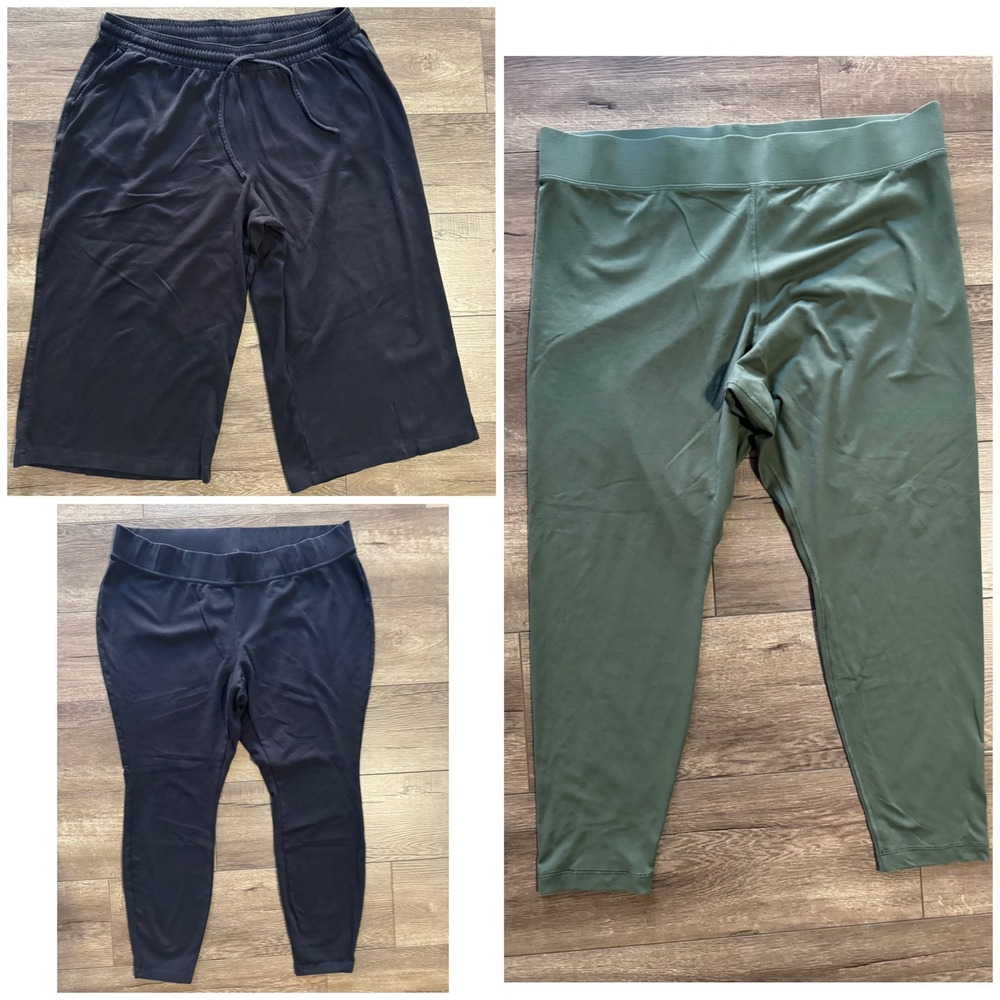 Lot of 3 Lands End‎ Plus Size 2X Pants Leggings Black Navy Blue Green